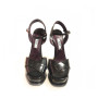 Black Glazed Platform Sandal