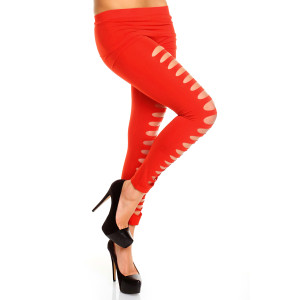 Rød tights med rifter