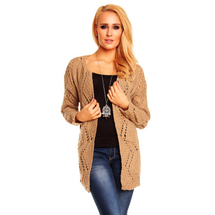Brun Chic Et Jeune elegant strikket cardigan med åpen passform
