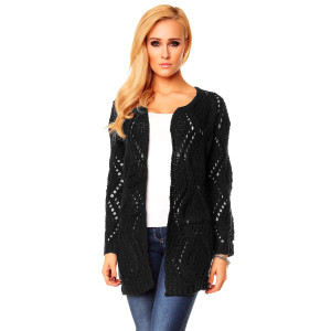 Svart elegant strikket cardigan med åpen passform