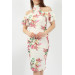 Hvit elegant blomstrete midi bodycon kjole