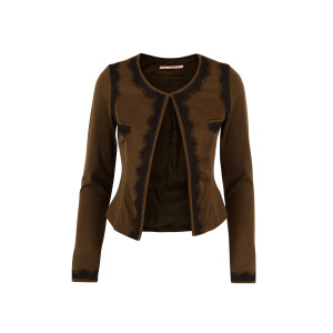 Mørkegrønn Eva & Lola elegant blazer dekorert med blonde