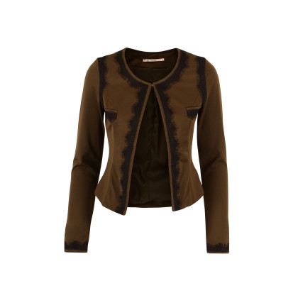Mørkegrønn Eva & Lola elegant blazer dekorert med blonde