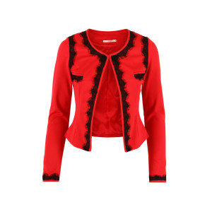 Rød elegant Eva & Lola blazer dekorert med blonde