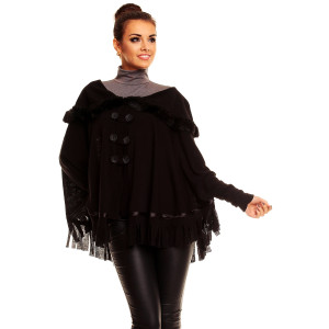 Svart Luna stilig poncho